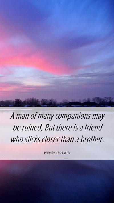 Picture 06 - Proverbs 18:24 WEB Mobile Phone Wallpaper - A man of many companions may be ruined, But there - Mobile Bible Verse Wallpaper