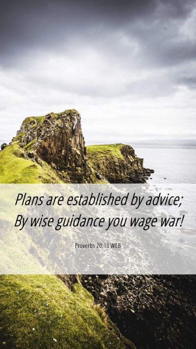 Picture 06 - Proverbs 20:18 WEB Mobile Phone Wallpaper - Plans are established by advice; By wise guidance - Mobile Bible Verse Wallpaper