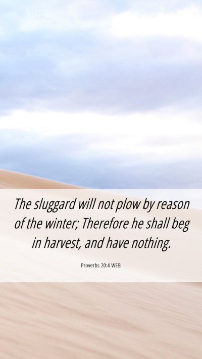 Picture 06 - Proverbs 20:4 WEB Mobile Phone Wallpaper - The sluggard will not plow by reason of the - Mobile Bible Verse Wallpaper