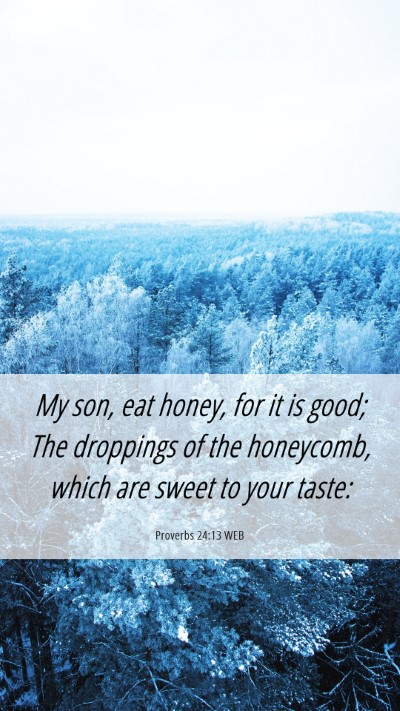 Picture 06 - Proverbs 24:13 WEB Mobile Phone Wallpaper - My son, eat honey, for it is good; The droppings - Mobile Bible Verse Wallpaper