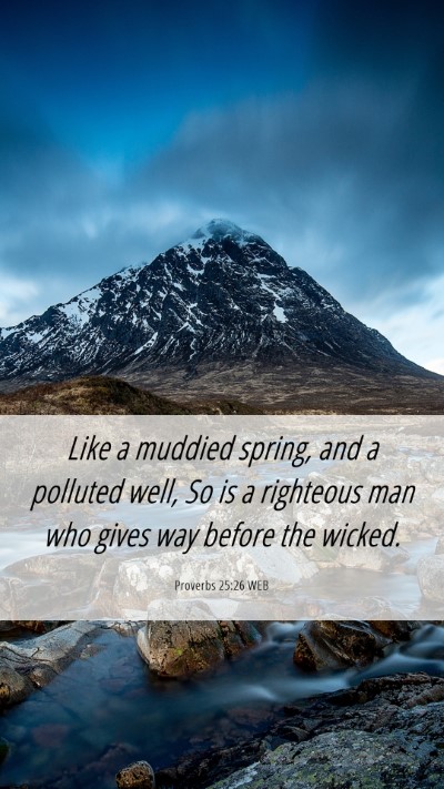 Picture 06 - Proverbs 25:26 WEB Mobile Phone Wallpaper - Like a muddied spring, and a polluted well, So is - Mobile Bible Verse Wallpaper