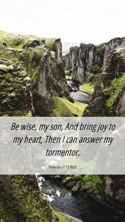 Picture 06 - Proverbs 27:11 WEB Mobile Phone Wallpaper - Be wise, my son, And bring joy to my heart, Then - Mobile Bible Verse Wallpaper