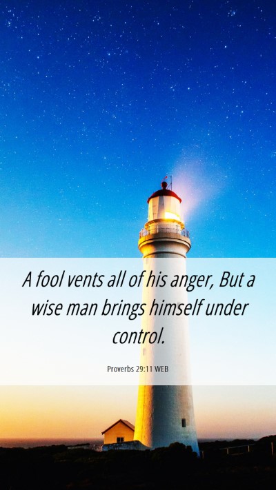 Picture 06 - Proverbs 29:11 WEB Mobile Phone Wallpaper - A fool vents all of his anger, But a wise man - Mobile Bible Verse Wallpaper