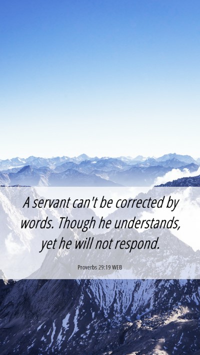 Picture 06 - Proverbs 29:19 WEB Mobile Phone Wallpaper - A servant can't be corrected by words. Though he - Mobile Bible Verse Wallpaper