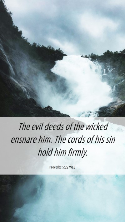 Picture 06 - Proverbs 5:22 WEB Mobile Phone Wallpaper - The evil deeds of the wicked ensnare him. The - Mobile Bible Verse Wallpaper
