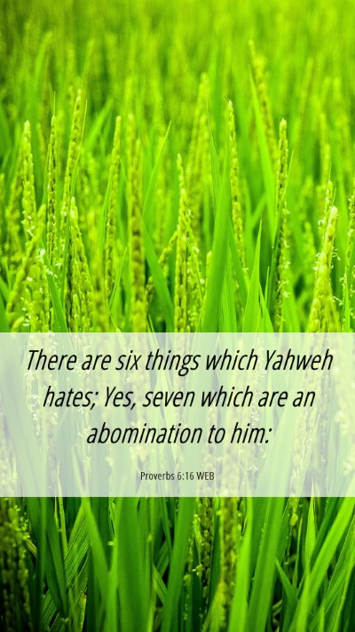 Picture 06 - Proverbs 6:16 WEB Mobile Phone Wallpaper - There are six things which Yahweh hates; Yes, - Mobile Bible Verse Wallpaper