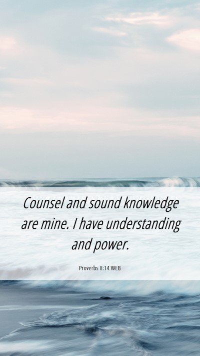 Picture 06 - Proverbs 8:14 WEB Mobile Phone Wallpaper - Counsel and sound knowledge are mine. I have - Mobile Bible Verse Wallpaper