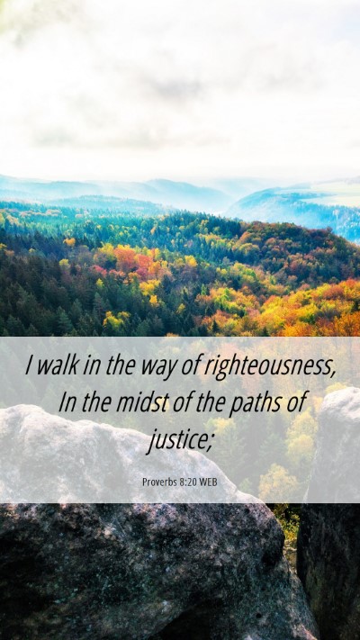 Picture 06 - Proverbs 8:20 WEB Mobile Phone Wallpaper - I walk in the way of righteousness, In the midst - Mobile Bible Verse Wallpaper