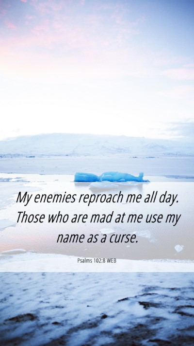 Picture 06 - Psalms 102:8 WEB Mobile Phone Wallpaper - My enemies reproach me all day. Those who are mad - Mobile Bible Verse Wallpaper