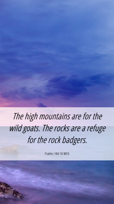 Picture 06 - Psalms 104:18 WEB Mobile Phone Wallpaper - The high mountains are for the wild goats. The - Mobile Bible Verse Wallpaper