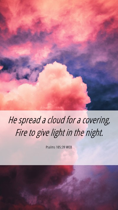 Picture 06 - Psalms 105:39 WEB Mobile Phone Wallpaper - He spread a cloud for a covering, Fire to give - Mobile Bible Verse Wallpaper