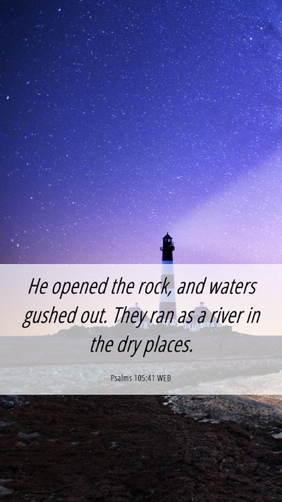 Picture 06 - Psalms 105:41 WEB Mobile Phone Wallpaper - He opened the rock, and waters gushed out. They - Mobile Bible Verse Wallpaper