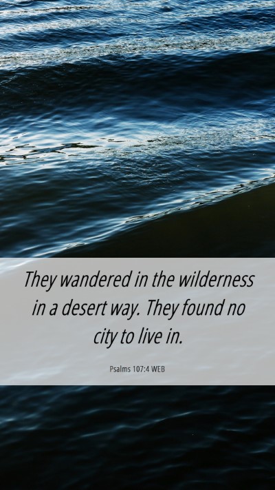Picture 06 - Psalms 107:4 WEB Mobile Phone Wallpaper - They wandered in the wilderness in a desert way. - Mobile Bible Verse Wallpaper