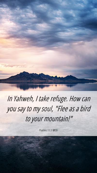 Picture 06 - Psalms 11:1 WEB Mobile Phone Wallpaper - In Yahweh, I take refuge. How can you say to my - Mobile Bible Verse Wallpaper