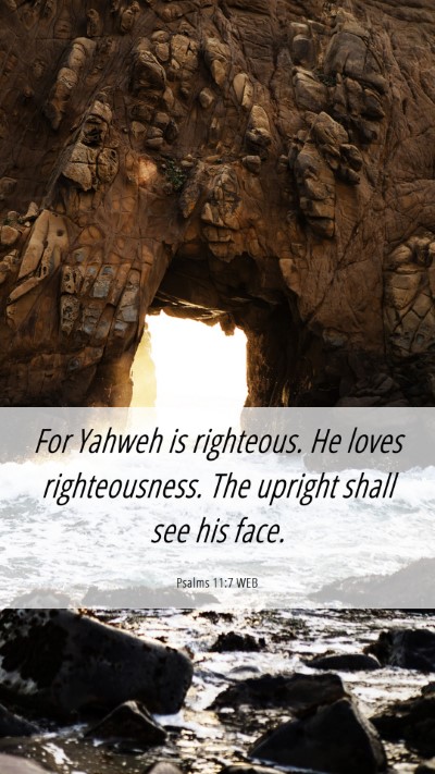 Picture 06 - Psalms 11:7 WEB Mobile Phone Wallpaper - For Yahweh is righteous. He loves righteousness. - Mobile Bible Verse Wallpaper