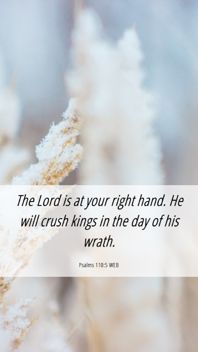 Picture 06 - Psalms 110:5 WEB Mobile Phone Wallpaper - The Lord is at your right hand. He will crush - Mobile Bible Verse Wallpaper