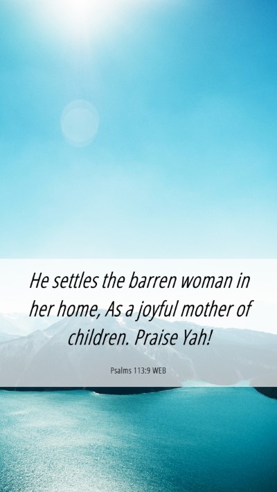 Picture 06 - Psalms 113:9 WEB Mobile Phone Wallpaper - He settles the barren woman in her home, As a - Mobile Bible Verse Wallpaper