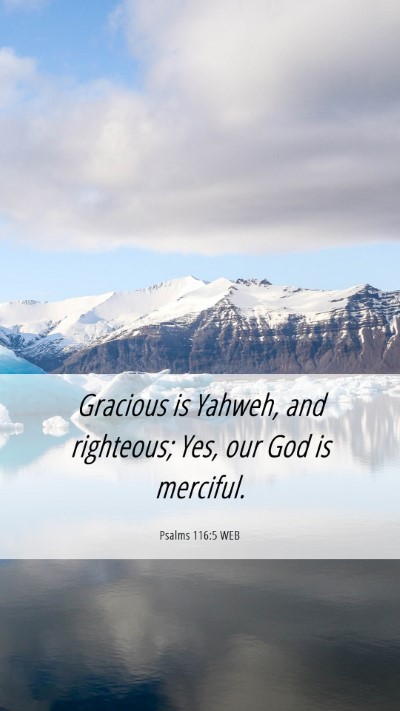 Picture 06 - Psalms 116:5 WEB Mobile Phone Wallpaper - Gracious is Yahweh, and righteous; Yes, our God - Mobile Bible Verse Wallpaper