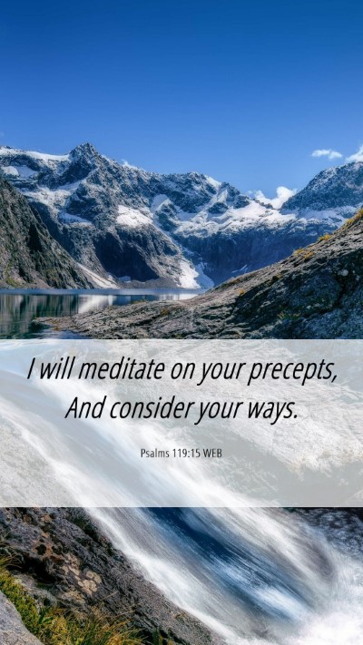 Picture 06 - Psalms 119:15 WEB Mobile Phone Wallpaper - I will meditate on your precepts, And consider - Mobile Bible Verse Wallpaper