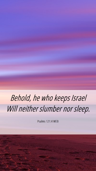 Picture 06 - Psalms 121:4 WEB Mobile Phone Wallpaper - Behold, he who keeps Israel Will neither slumber - Mobile Bible Verse Wallpaper