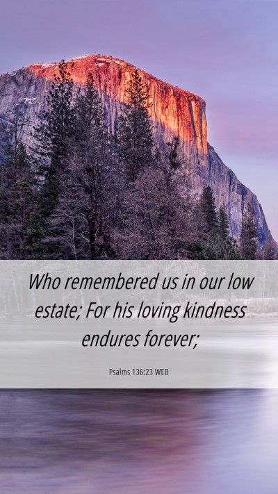 Picture 06 - Psalms 136:23 WEB Mobile Phone Wallpaper - Who remembered us in our low estate; For his - Mobile Bible Verse Wallpaper