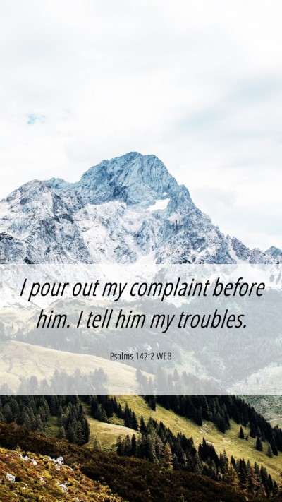 Picture 06 - Psalms 142:2 WEB Mobile Phone Wallpaper - I pour out my complaint before him. I tell him my - Mobile Bible Verse Wallpaper