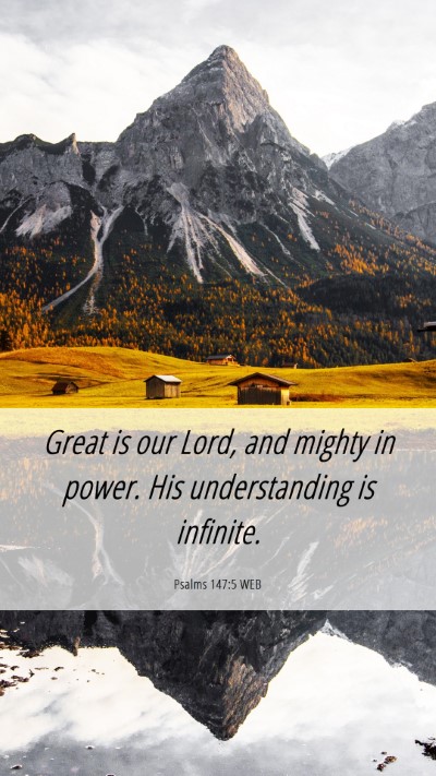 Picture 06 - Psalms 147:5 WEB Mobile Phone Wallpaper - Great is our Lord, and mighty in power. His - Mobile Bible Verse Wallpaper