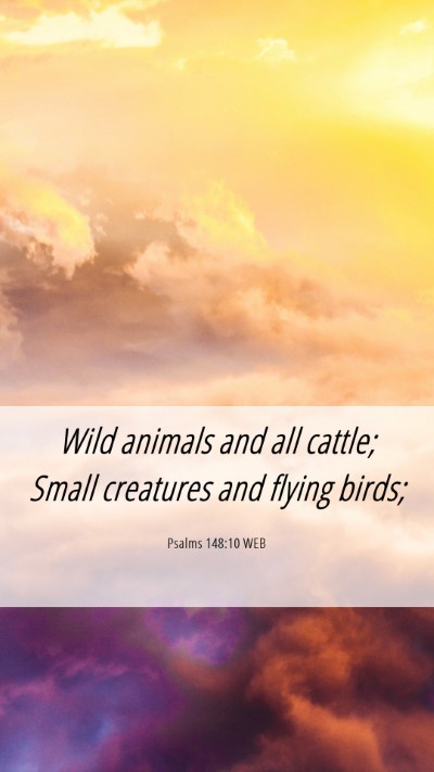 Picture 06 - Psalms 148:10 WEB Mobile Phone Wallpaper - Wild animals and all cattle; Small creatures and - Mobile Bible Verse Wallpaper