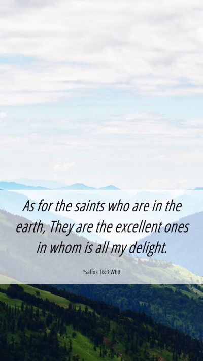 Picture 06 - Psalms 16:3 WEB Mobile Phone Wallpaper - As for the saints who are in the earth, They are - Mobile Bible Verse Wallpaper