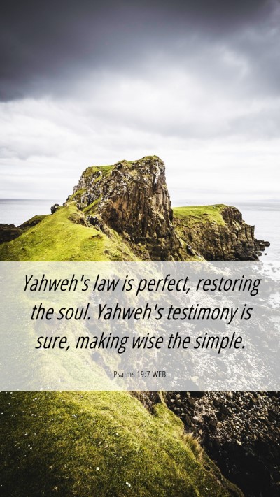 Picture 06 - Psalms 19:7 WEB Mobile Phone Wallpaper - Yahweh's law is perfect, restoring the soul. - Mobile Bible Verse Wallpaper