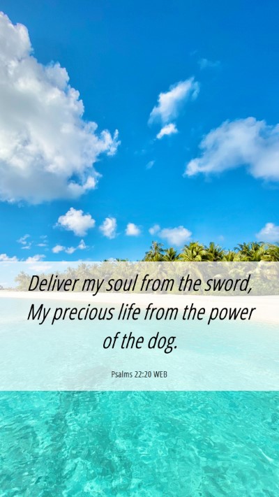 Picture 06 - Psalms 22:20 WEB Mobile Phone Wallpaper - Deliver my soul from the sword, My precious life - Mobile Bible Verse Wallpaper