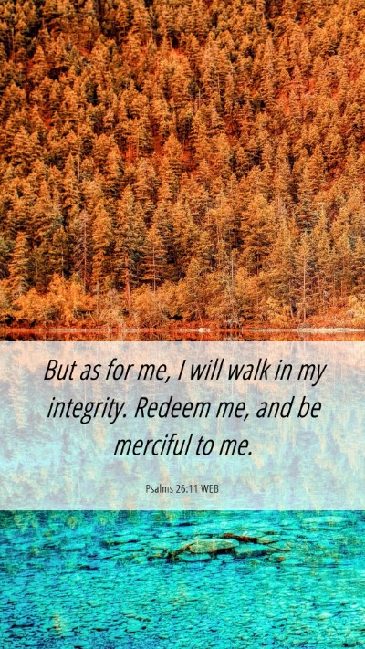 Picture 06 - Psalms 26:11 WEB Mobile Phone Wallpaper - But as for me, I will walk in my integrity. - Mobile Bible Verse Wallpaper