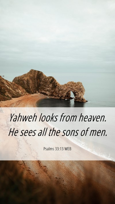 Picture 06 - Psalms 33:13 WEB Mobile Phone Wallpaper - Yahweh looks from heaven. He sees all the sons of - Mobile Bible Verse Wallpaper