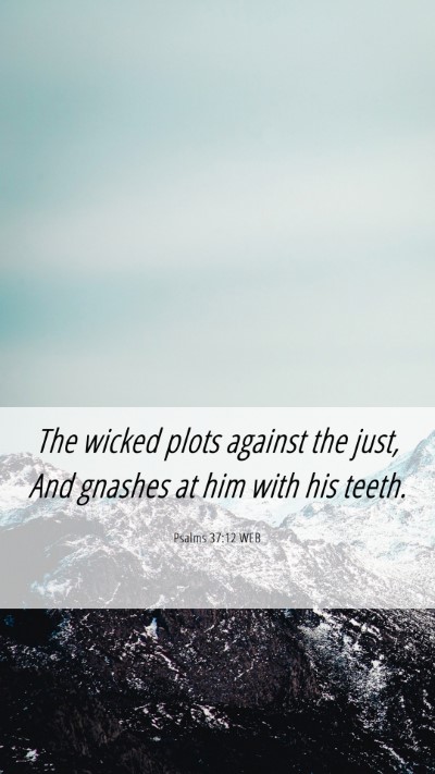 Picture 06 - Psalms 37:12 WEB Mobile Phone Wallpaper - The wicked plots against the just, And gnashes at - Mobile Bible Verse Wallpaper