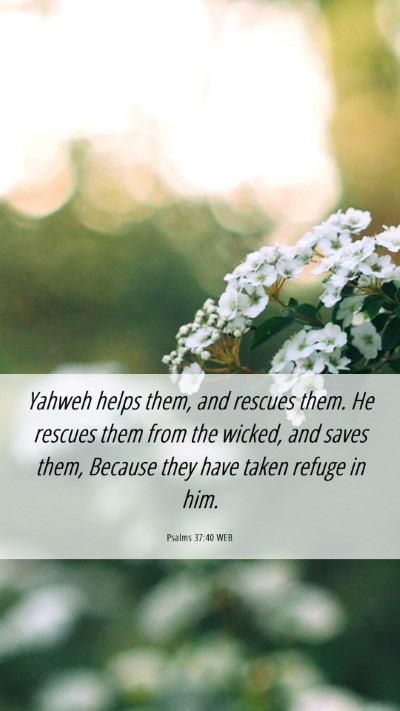 Picture 06 - Psalms 37:40 WEB Mobile Phone Wallpaper - Yahweh helps them, and rescues them. He rescues - Mobile Bible Verse Wallpaper