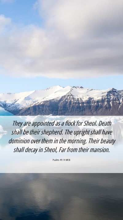 Picture 06 - Psalms 49:14 WEB Mobile Phone Wallpaper - They are appointed as a flock for Sheol. Death - Mobile Bible Verse Wallpaper