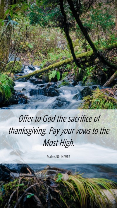 Picture 06 - Psalms 50:14 WEB Mobile Phone Wallpaper - Offer to God the sacrifice of thanksgiving. Pay - Mobile Bible Verse Wallpaper
