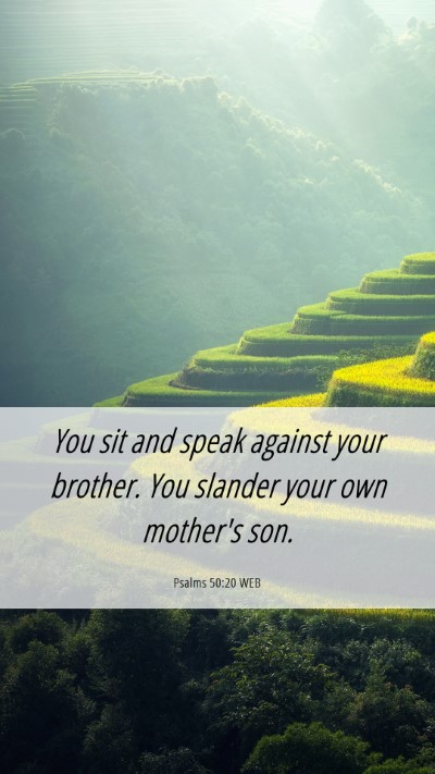 Picture 06 - Psalms 50:20 WEB Mobile Phone Wallpaper - You sit and speak against your brother. You - Mobile Bible Verse Wallpaper