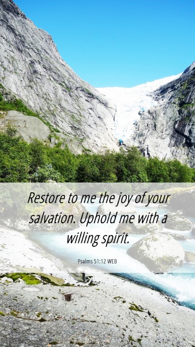 Picture 06 - Psalms 51:12 WEB Mobile Phone Wallpaper - Restore to me the joy of your salvation. Uphold - Mobile Bible Verse Wallpaper