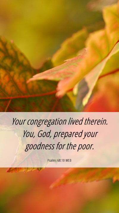 Picture 06 - Psalms 68:10 WEB Mobile Phone Wallpaper - Your congregation lived therein. You, God, - Mobile Bible Verse Wallpaper