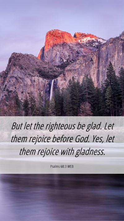 Picture 06 - Psalms 68:3 WEB Mobile Phone Wallpaper - But let the righteous be glad. Let them rejoice - Mobile Bible Verse Wallpaper