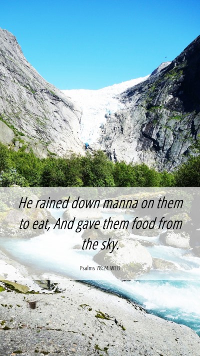 Picture 06 - Psalms 78:24 WEB Mobile Phone Wallpaper - He rained down manna on them to eat, And gave - Mobile Bible Verse Wallpaper