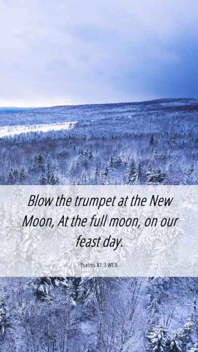 Picture 06 - Psalms 81:3 WEB Mobile Phone Wallpaper - Blow the trumpet at the New Moon, At the full - Mobile Bible Verse Wallpaper