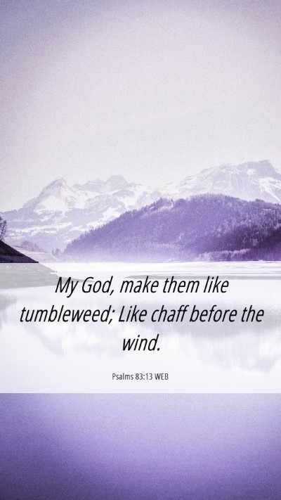 Picture 06 - Psalms 83:13 WEB Mobile Phone Wallpaper - My God, make them like tumbleweed; Like chaff - Mobile Bible Verse Wallpaper