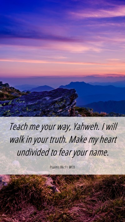 Picture 06 - Psalms 86:11 WEB Mobile Phone Wallpaper - Teach me your way, Yahweh. I will walk in your - Mobile Bible Verse Wallpaper