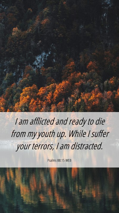 Picture 06 - Psalms 88:15 WEB Mobile Phone Wallpaper - I am afflicted and ready to die from my youth up. - Mobile Bible Verse Wallpaper