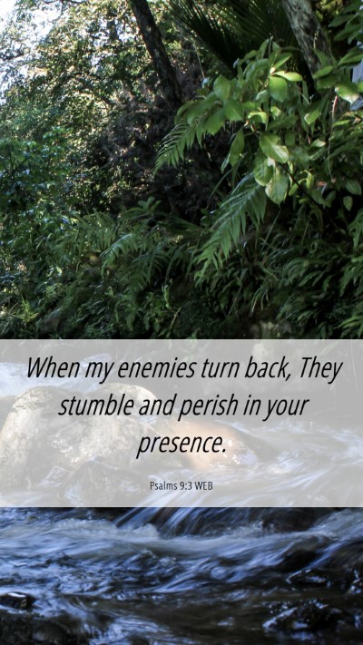 Picture 06 - Psalms 9:3 WEB Mobile Phone Wallpaper - When my enemies turn back, They stumble and - Mobile Bible Verse Wallpaper