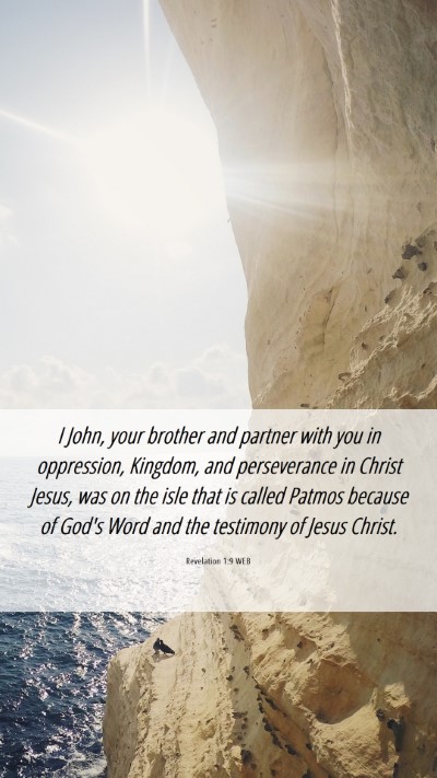 Picture 06 - Revelation 1:9 WEB Mobile Phone Wallpaper - I John, your brother and partner with you in - Mobile Bible Verse Wallpaper