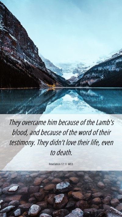 Picture 06 - Revelation 12:11 WEB Mobile Phone Wallpaper - They overcame him because of the Lamb's blood, - Mobile Bible Verse Wallpaper