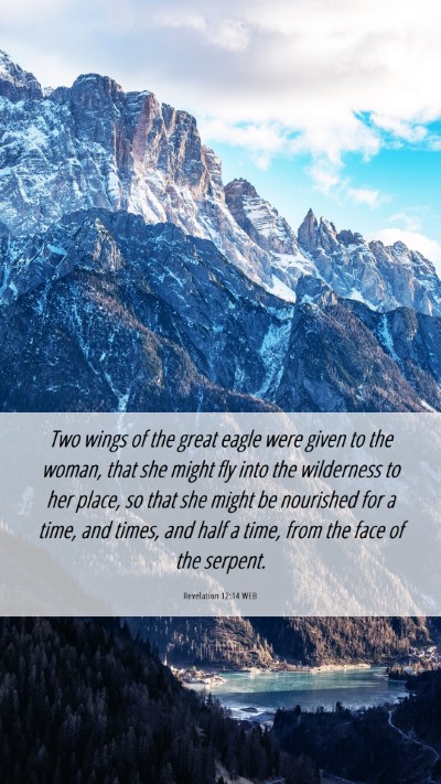 Picture 06 - Revelation 12:14 WEB Mobile Phone Wallpaper - Two wings of the great eagle were given to the - Mobile Bible Verse Wallpaper
